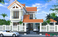 Mẫu nhà mái Thái 2 tầng chữ L 4 phòng ngủ 8.5x12.5m đẹp sang trọng