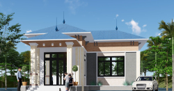 Mẫu nhà mái Nhật cấp 4 3 phòng ngủ kích thước 9.8x22.7m tiện nghi