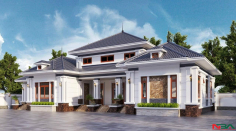 Mẫu nhà vườn mái Nhật cấp 4 4 ngủ kích thước 16x8m đẹp tiện nghi
