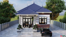 Mẫu nhà vườn mái Nhật cấp 4 3 ngủ kích thước 7.5x12m tiện nghi đầy đủ