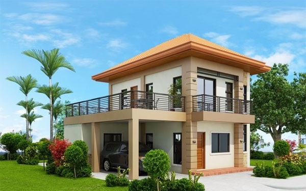 Mẫu biệt thự 2 tầng mái thái hình vuông 1
