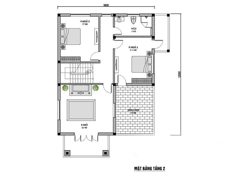 Biệt thự 2 tầng mái thái hiện đại 4 phòng ngủ 4