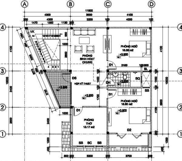 Biệt thự 2 tầng mái thái diện tích 130m2 4