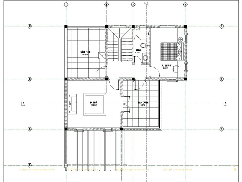 Biệt thự 3 tầng 5 phòng ngủ phong cách hiện đại 4