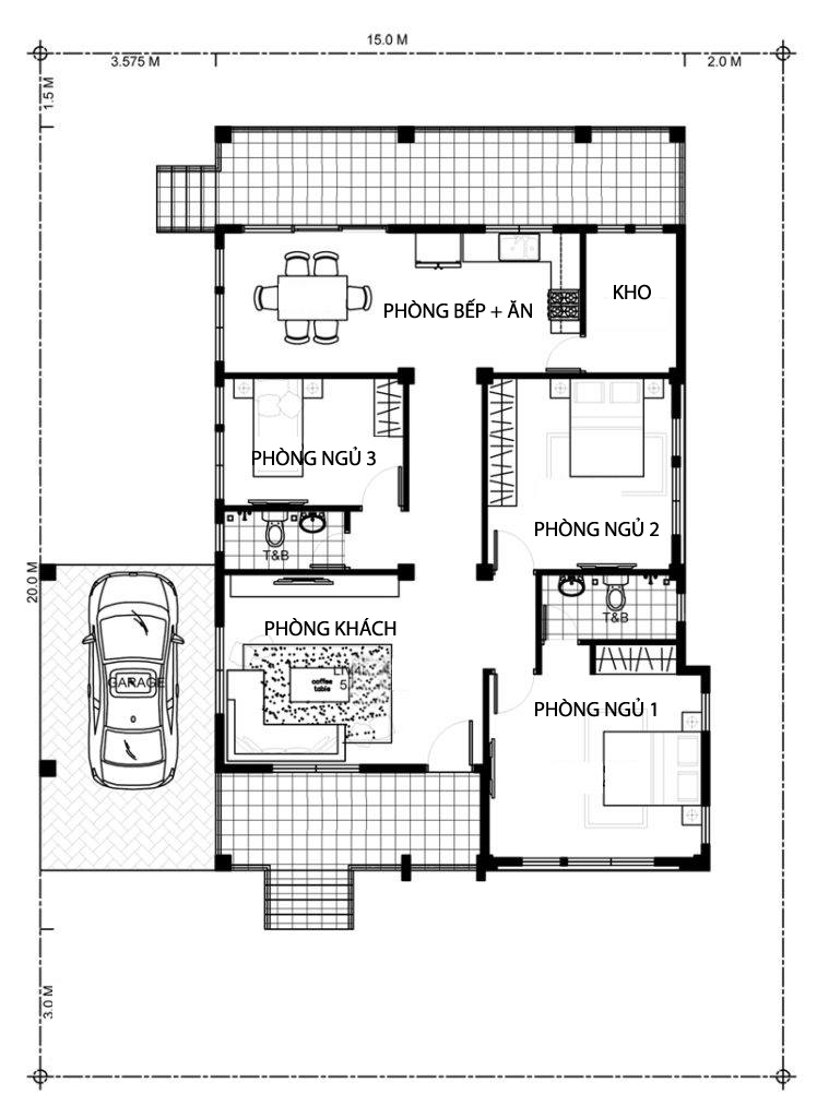 mẫu nhà cấp 4 300m2