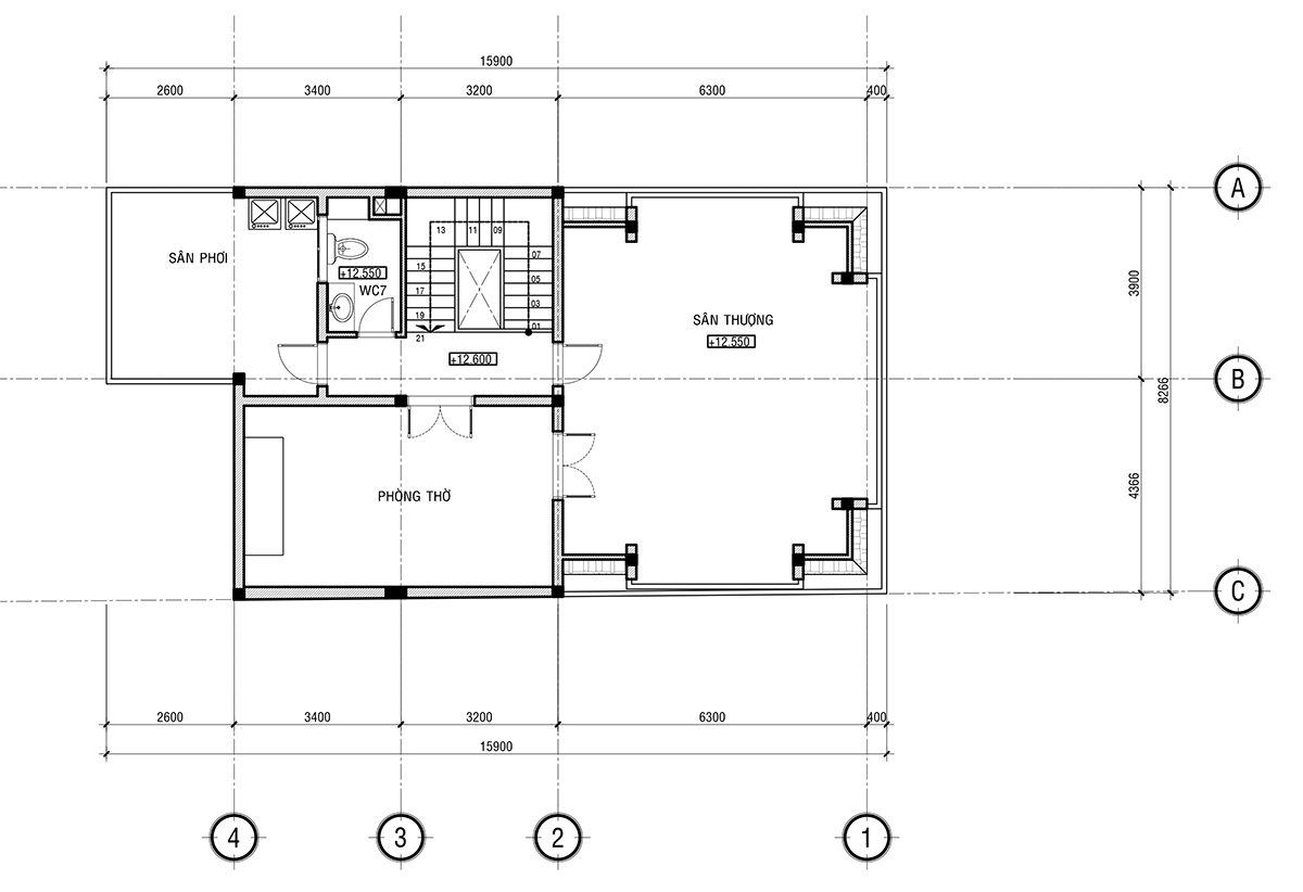 Mặt bằng sân thượng nhà phố tân cổ điển
