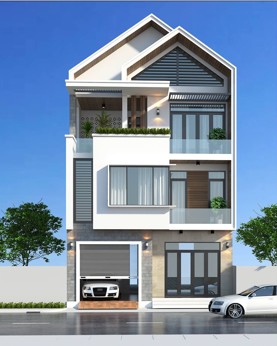 Mặt đứng mẫu nhà đẹp 8x14m