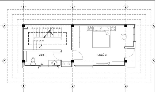 Nhà cấp 4 có gác lửng 3 phòng ngủ mái thái 2