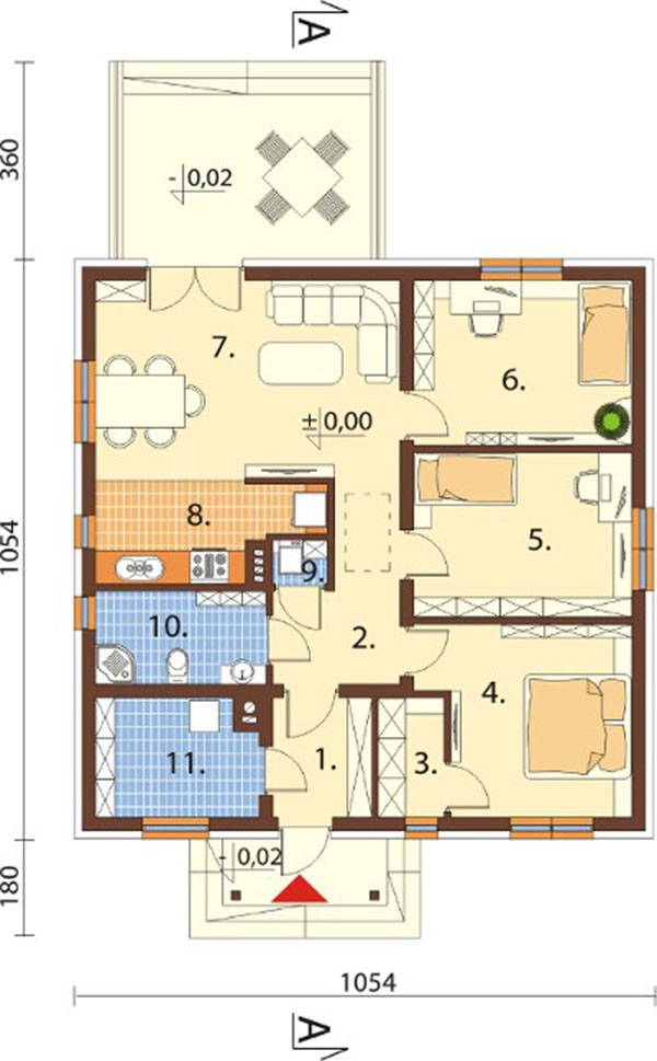 nhà cấp 4 3 phòng ngủ