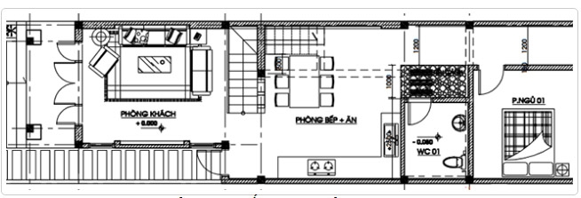 Mặt bằng công năng tầng trệt