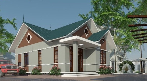 Nhà cấp 4 có gác lửng 3 phòng ngủ mái thái