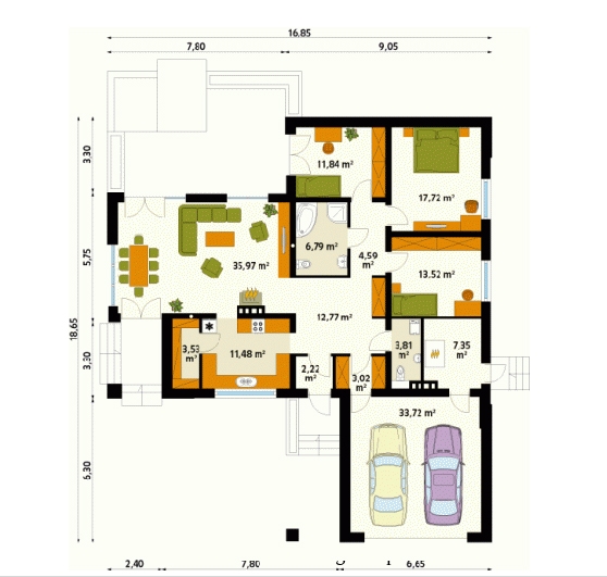 nhà cấp 4 ba phòng ngủ