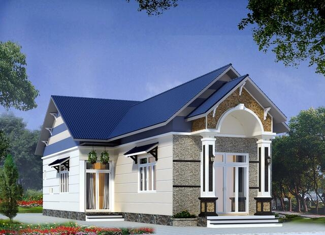 Nhà cấp 4 mái thái 2 phòng ngủ mẫu 3