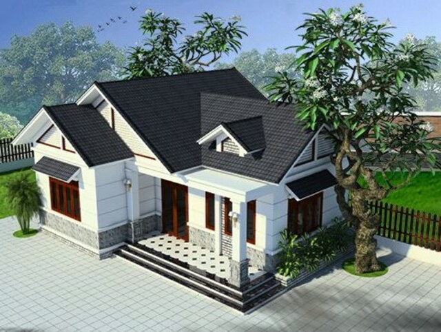 Nhà cấp 4 mái thái 2 phòng ngủ mẫu 2