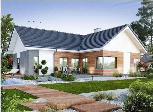Nhà cấp 4 mái thái chữ L mẫu 2