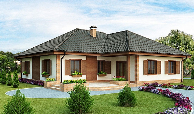 Nhà cấp 4 mái thái cổ điển mẫu 1