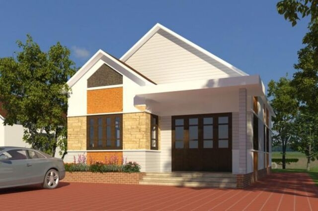 Nhà cấp 4 mái thái có mặt tiền nâng cao mẫu 2