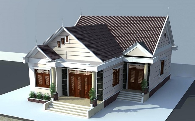 Nhà cấp 4 mái thái có mặt tiền nâng cao mẫu 3