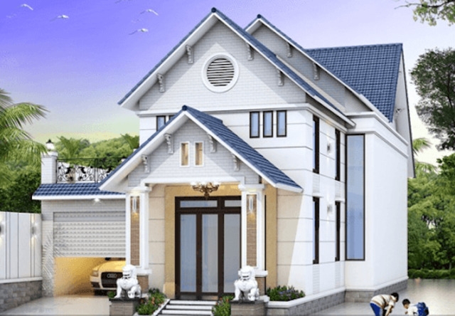 Nhà cấp 4 mái thái gác lửng mẫu 3