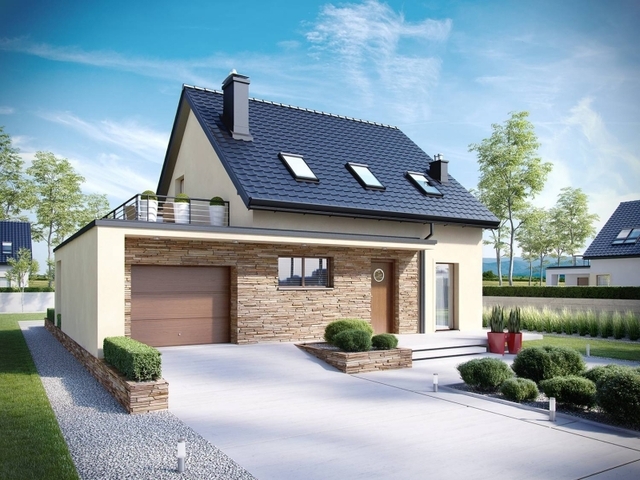 Nhà cấp 4 mái thái gác lửng mẫu 1
