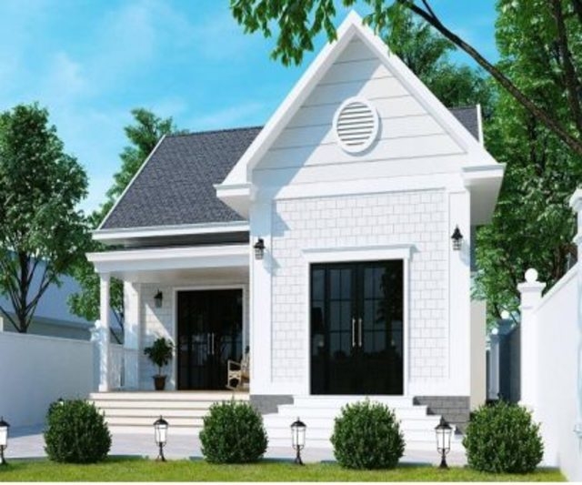 Nhà cấp 4 mái thái màu trắng mẫu 2