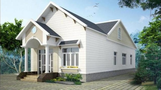 Nhà cấp 4 mái thái màu trắng