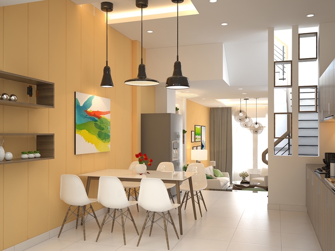 Bố trí nội thất phòng bếp mẫu nhà phố 4 tầng mặt tiền 4m