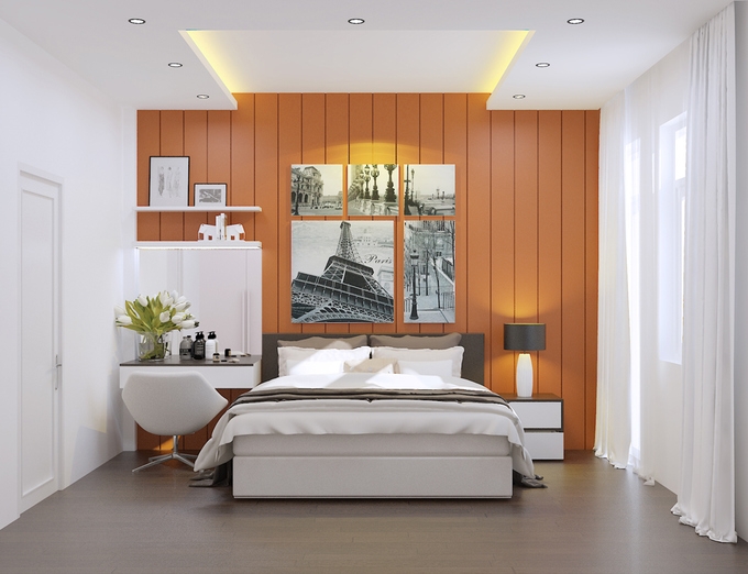Bố trí nội thất phòng ngủ 1 nhà phố 4 tầng mặt tiền 4m