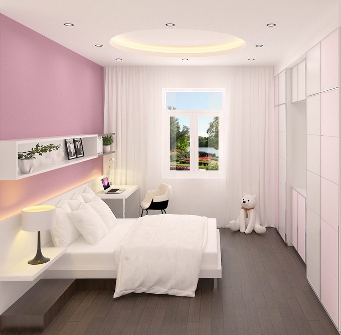 Bố trí nội thất phòng ngủ 2 nhà phố 4 tầng mặt tiền 4m
