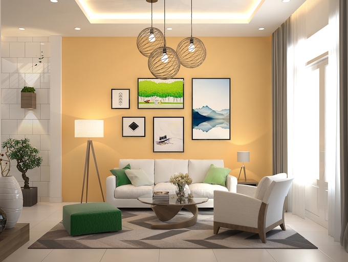 Bố trí nội thất phòng khách nhà phố 4 tầng mặt tiền 4m