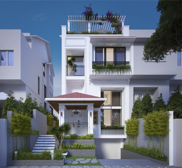 Phối cảnh biệt thự phố 4 tầng
