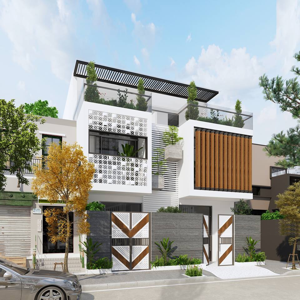 Phối cảnh mẫu nhà phố đẹp 2.5 tầng