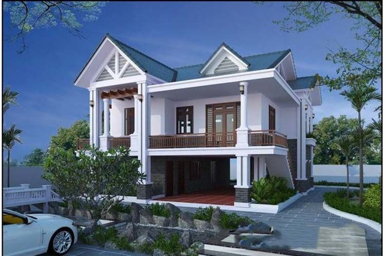 mẫu nhà ống 2 tầng mái thái giá rẻ