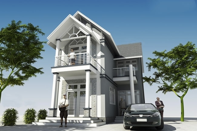 mẫu nhà ống 2 tầng mái thái giá rẻ