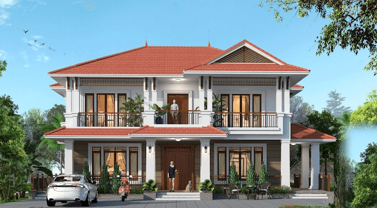 mẫu nhà ống 2 tầng mái thái giá rẻ