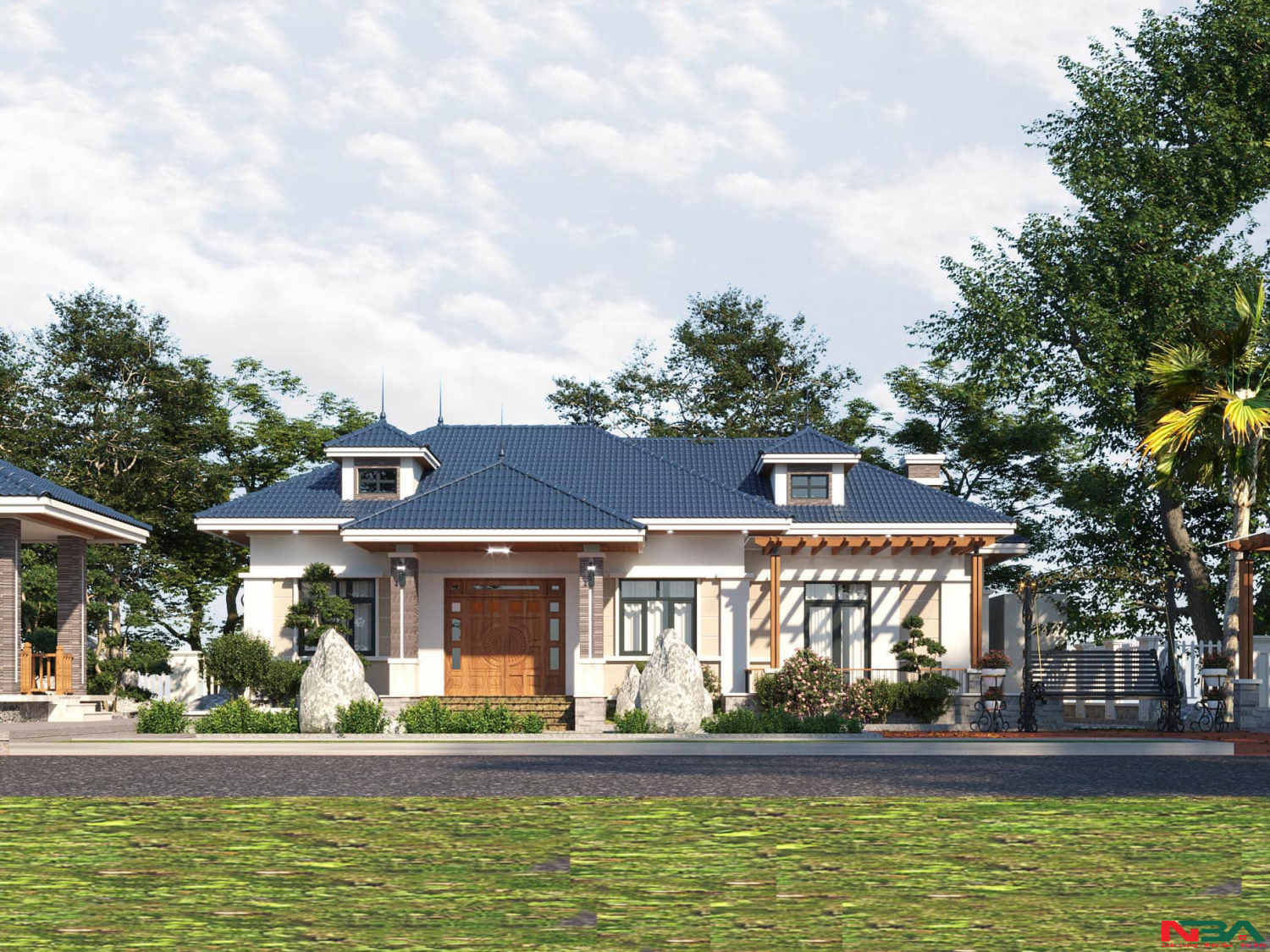 mau biet thu vuon 1 tang mai nhat 18x13m