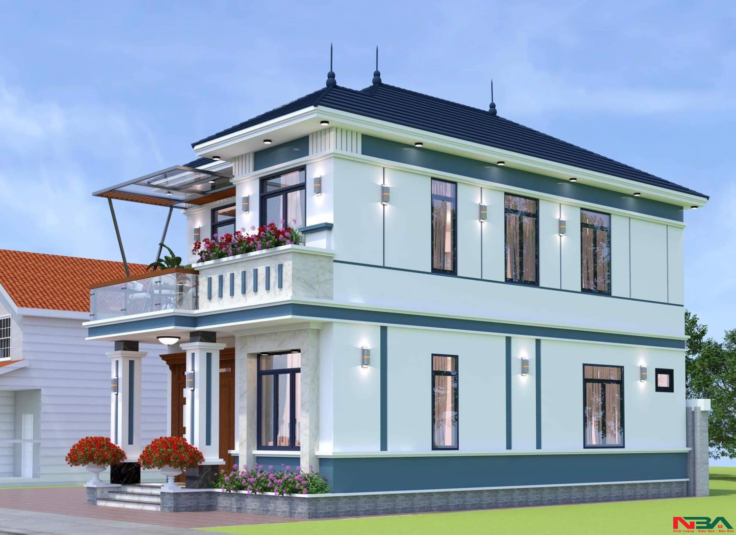 mau nha mai nhat 2 tang 7x12m 3 ngu 2